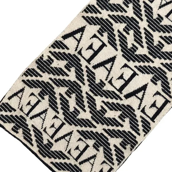 EMPORIO ARMANI Vintage Black & Cream Logo Monogram Men's Scarf
